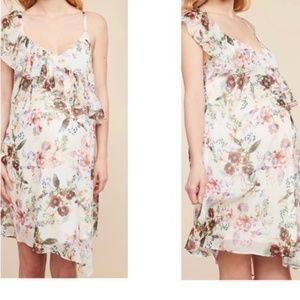 NEW Jessica Simpson Ruffle Gender reveal FLORAL BABY SHOWER Maternity Dress M